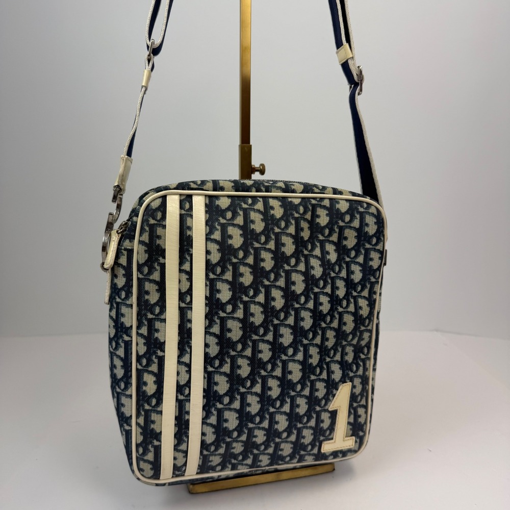 Christian Dior Trotter Messenger Bag Navy Oblique Monogram Canvas Crossbody